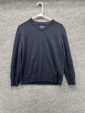 UNTUCKit Sweater Men Large Blue V Neck Merino Wool Knit Pullover Lightweight